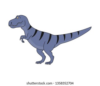 Cartoon tyrannosaur isolated on white background. Vector illustration of cartoon dinosaur. 