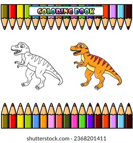 Cartoon tyrannosaurus for coloring book