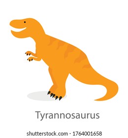 Cartoon tyrannosaurus isolated on white background. Flat design vector illustration