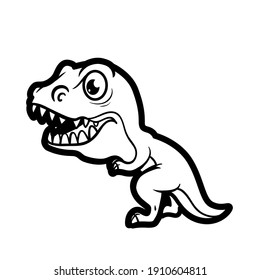 Cartoon tyrannosaurus outline coloring design on a white background