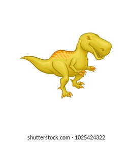 Cartoon Tyrannosaurus Rex. Prehistoric reptile. Large green dinosaur. Colorful flat vector element for mobile game or children s encyclopedia.