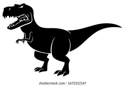 Cartoon tyrannosaurus rex silhouette over white background.