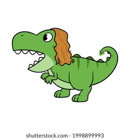 Cartoon Tyrannosaurus RexWith Long Hair Vector Illustration