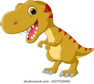 Cartoon tyranosaurus on white background of illustration