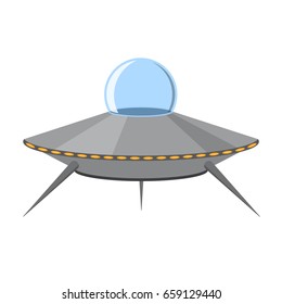 Cartoon Ufo Cosmic Ship or Flying Saucer for Web and App Isolated on White Background Flat Design Style. Vector illustration