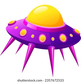 Cartoon ufo icon. Alien spaceship. Colorful space game symbol