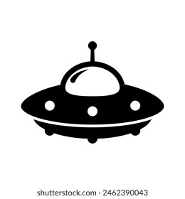 Cartoon UFO icon, alien spaceship icon.