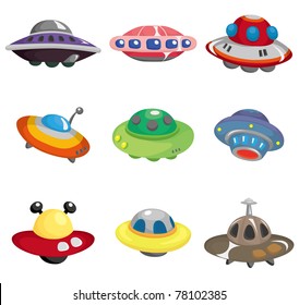 Cartoon Ufo Spaceship Icon Set