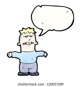 cartoon ugly boy with speech bubble