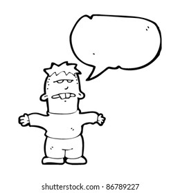 cartoon ugly kid with speech bubble