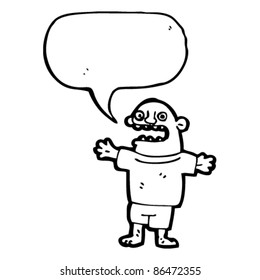 cartoon ugly man with speech bubble