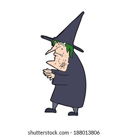 caricatura de una vieja bruja fea