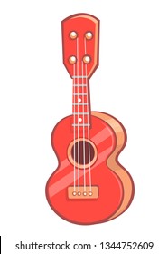Cartoon ukulele illustration. Vector icon of ukulele isolated