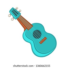 Cartoon ukulele illustration. Vector icon of ukulele isolated