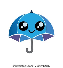 A cartoon umbrella with eyes in a funny style, perfect for children's illustrations and weather-themed designs.
