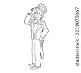 cartoon uncle sam hand draw vector