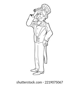 cartoon uncle sam hand draw vector