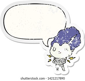 cartoon undead monster bride woman with speech bubble distressed distressed old sticker