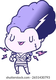 desenho animado monstro morto mulher noiva em cor neon brilhante