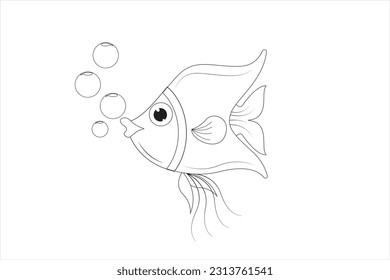 Cartoon underwater animal beautiful clown fish Coloring book pages for kids