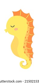 Cartoon Underwater Animal seahorse. Vector illustration