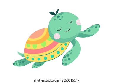 Cartoon Underwater Animal turtle. Vector illustration
