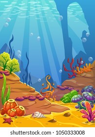 Cartoon Underwater Background Ocean Bottom Nature Stock Vector (Royalty ...