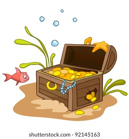 Cartoon Underwater Isolated on White Background. Vector.