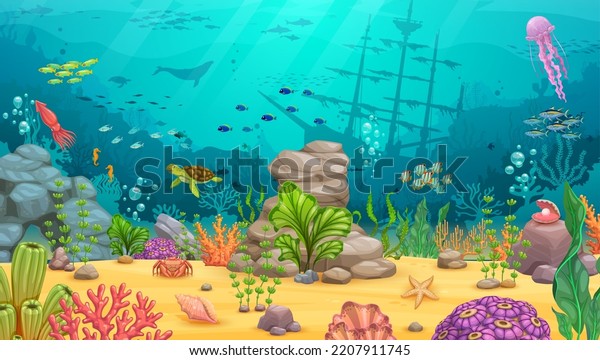 Cartoon Underwater Landscape Sea Ocean Under Stock Vector (royalty Free 