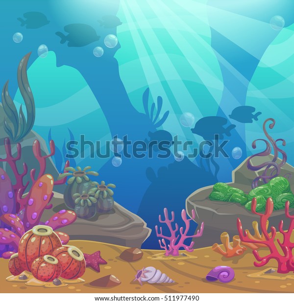 Cartoon Underwater Vector Illustration Undersea World Stock Vector ...