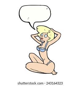 cartoon underwear model with speech bubble
