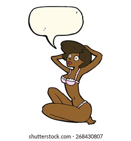 modelo de ropa interior de dibujos animados con burbuja de habla
