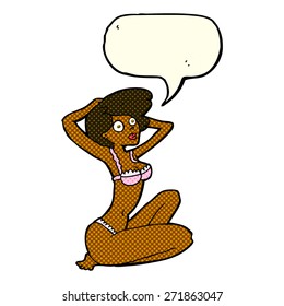 cartoon underwear model with speech bubble