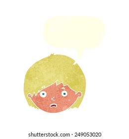 cartoon unhappy boy with speech bubble