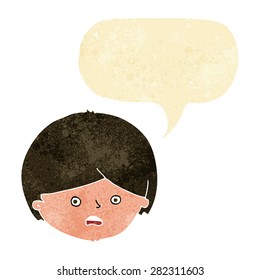cartoon unhappy boy  with speech bubble