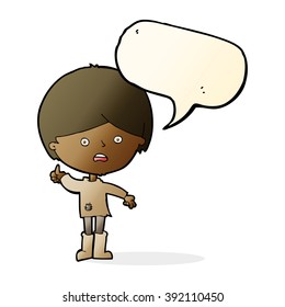 cartoon unhappy boy with speech bubble
