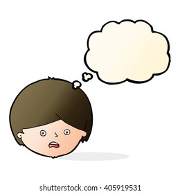 cartoon unhappy boy  with thought bubble