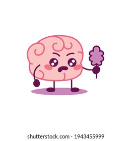 Cartoon of an unhappy brain - Vector illustration