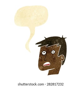 cartoon unhappy face with speech bubble