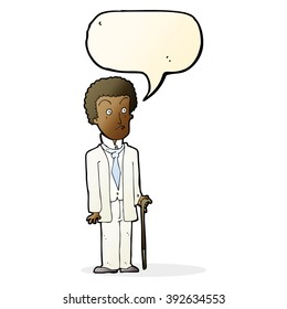 cartoon unhappy gentleman with speech bubble
