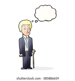 cartoon unhappy gentleman with thought bubble