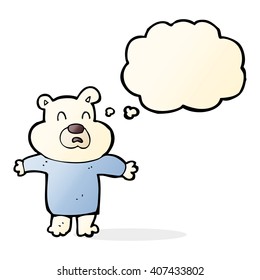 cartoon unhappy polar bear  with thought bubble