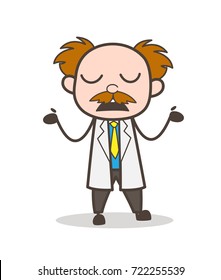 Cartoon Unhappy Scientist Behavior Vector Illustration