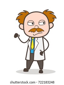 Cartoon Unhappy Scientist Gesture Vector Illustration