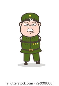 Cartoon Unhappy Sergeant Face Vector Illustration
