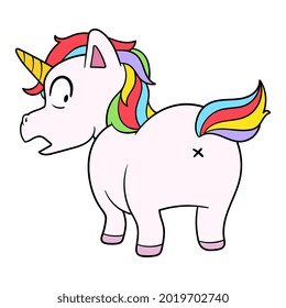 Cartoon Unicorn From the Back Vector Illustration