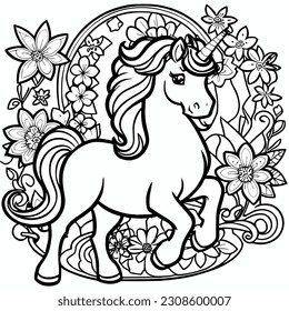 Cartoon unicorn. Cute fantasy image. For the design of coloring books, prints, posters, posters, postcards.