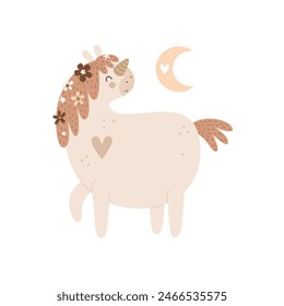 Cartoon unicorn. decor elements. Colorful vector illustration for kids, flat style. baby design for card, print, poster, cover.