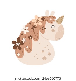 Cartoon unicorn. decor elements. Colorful vector illustration for kids, flat style. baby design for card, print, poster, cover.