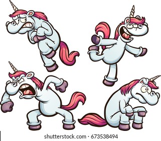 Cartoon unicorn with different expressions. Vector clip art illustration with simple gradients. Each on a separate layer. svg